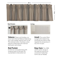 Grain Sack Charcoal Valance 16x60