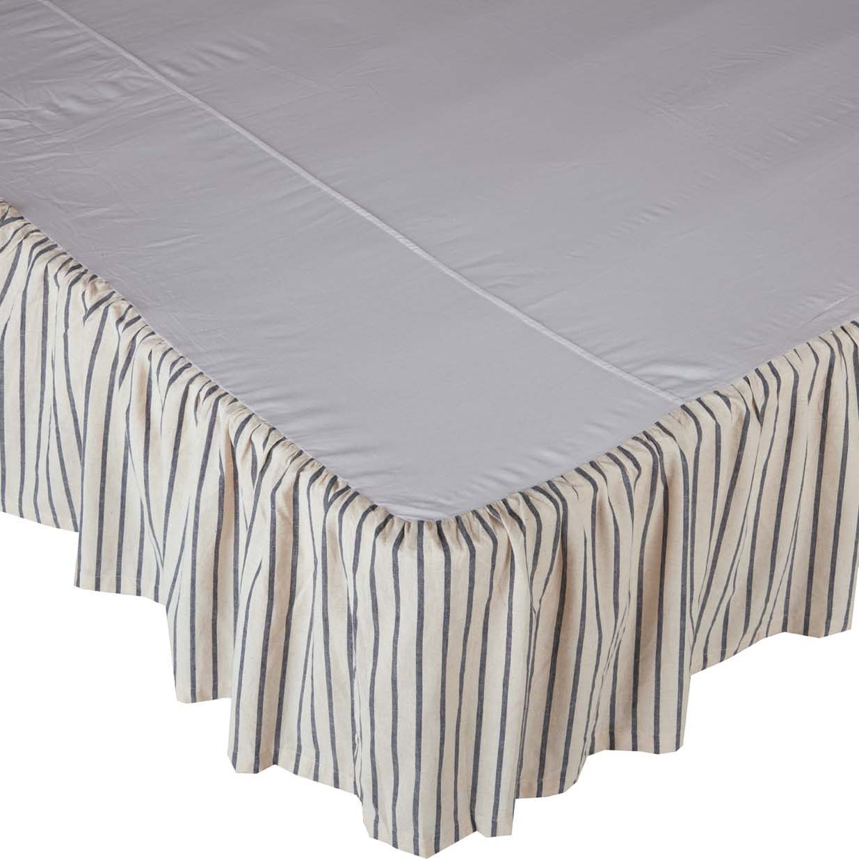 Blue ticking hotsell bed skirt queen