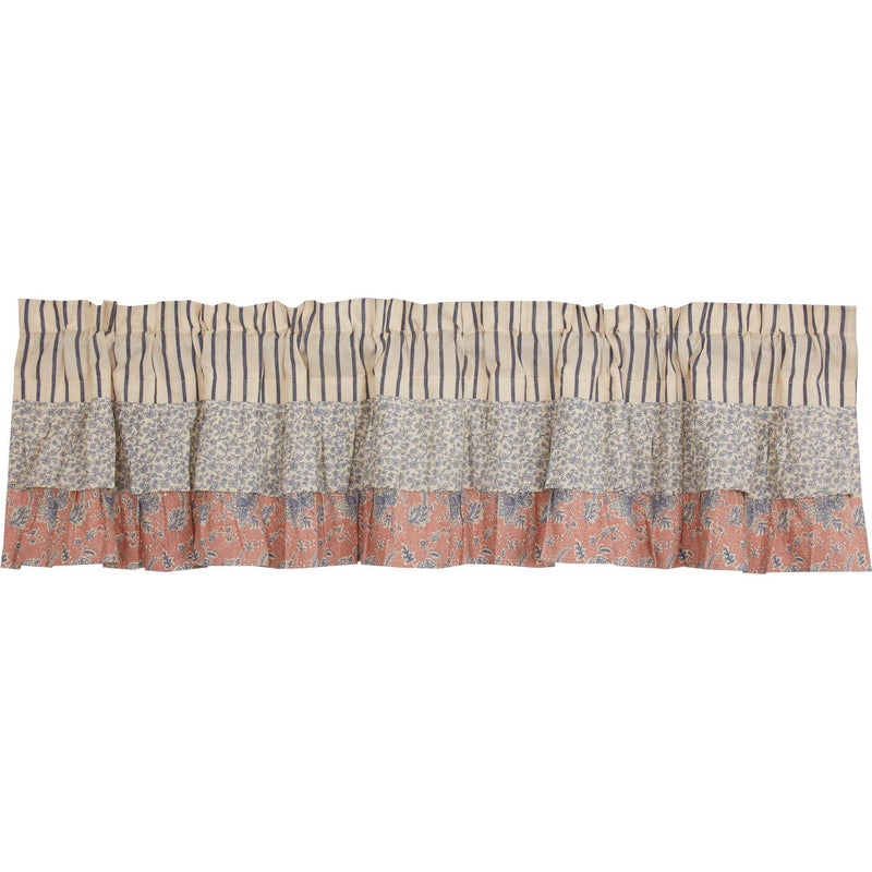 Kaila Ticking Blue Ruffled Valance 16x72