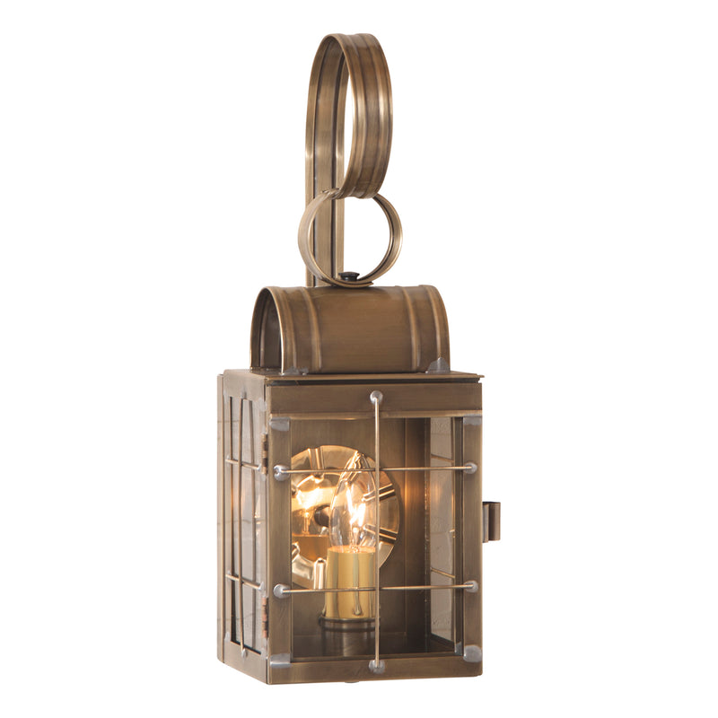 Single Wall Lantern in Weathered Brass