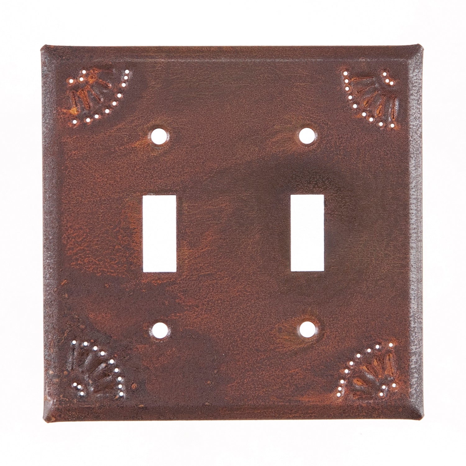 Double Switch Cover with Chisel in Rustic Tin