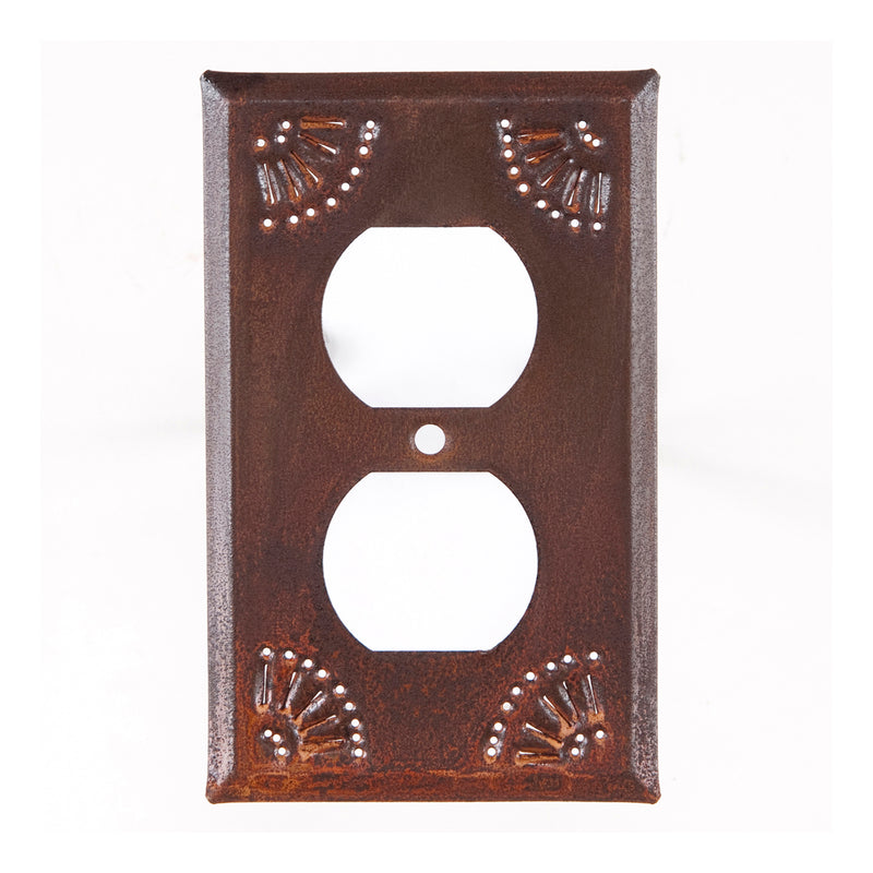 Single Outlet Cover with Chisel in Rustic Tin