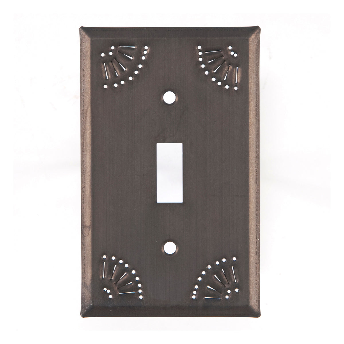 Single Switch Cover with Chisel in Blackened Tin