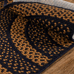 Black & Tan Jute Rug Half Circle w/ Pad 16.5x33