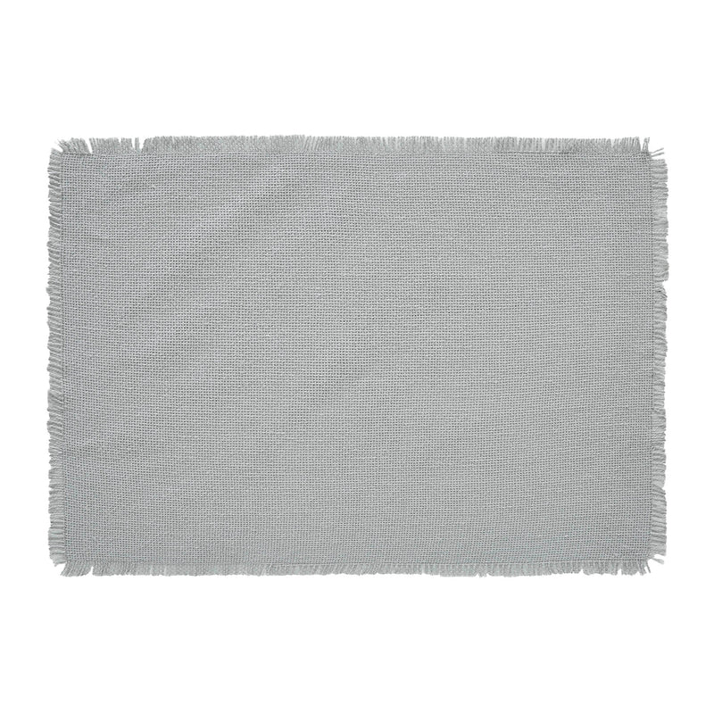 Burlap Dove Grey Placemat Set of 6 Fringed 13x19