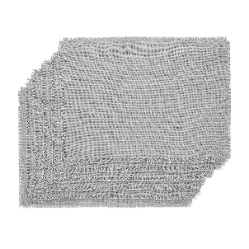 Burlap Dove Grey Placemat Set of 6 Fringed 13x19