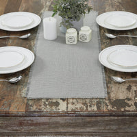 Burlap Dove Grey Runner Fringed 12x36