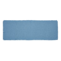 Burlap Blue Runner Fringed 12x36