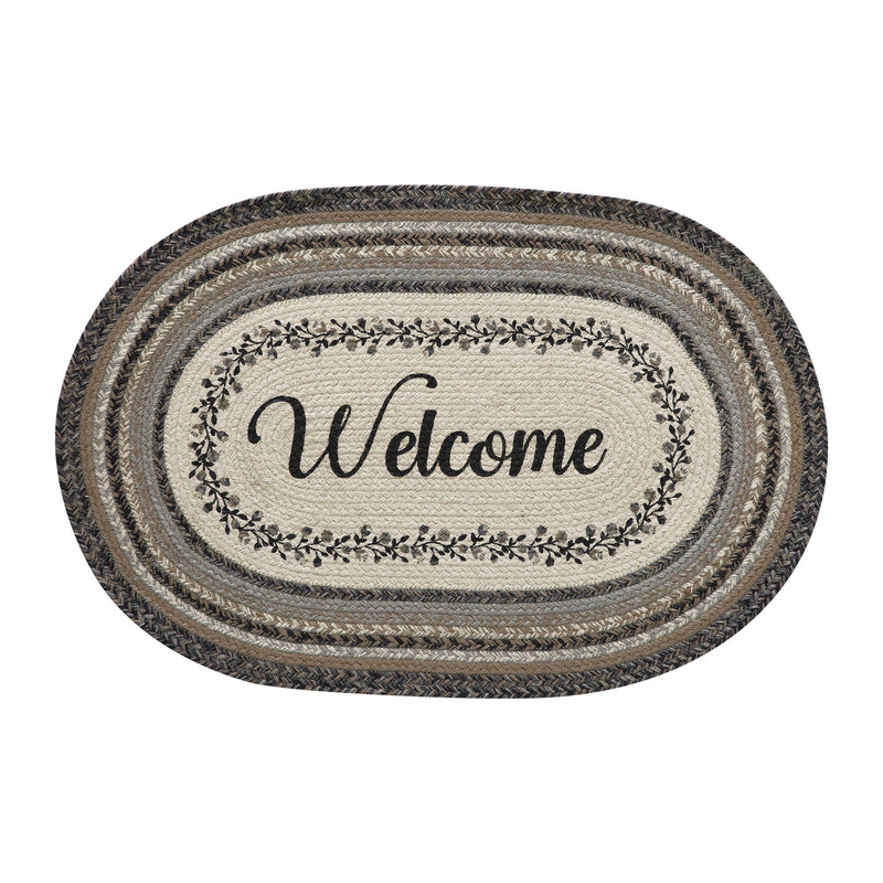Floral Vine Jute Oval Rug Welcome 20x30