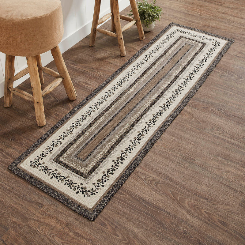 Black & Tan Jute Rug/Runner Rect w/ Pad 24x78