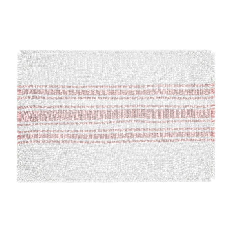Antique White Stripe Coral Indoor/Outdoor Placemat Set of 6 13x19