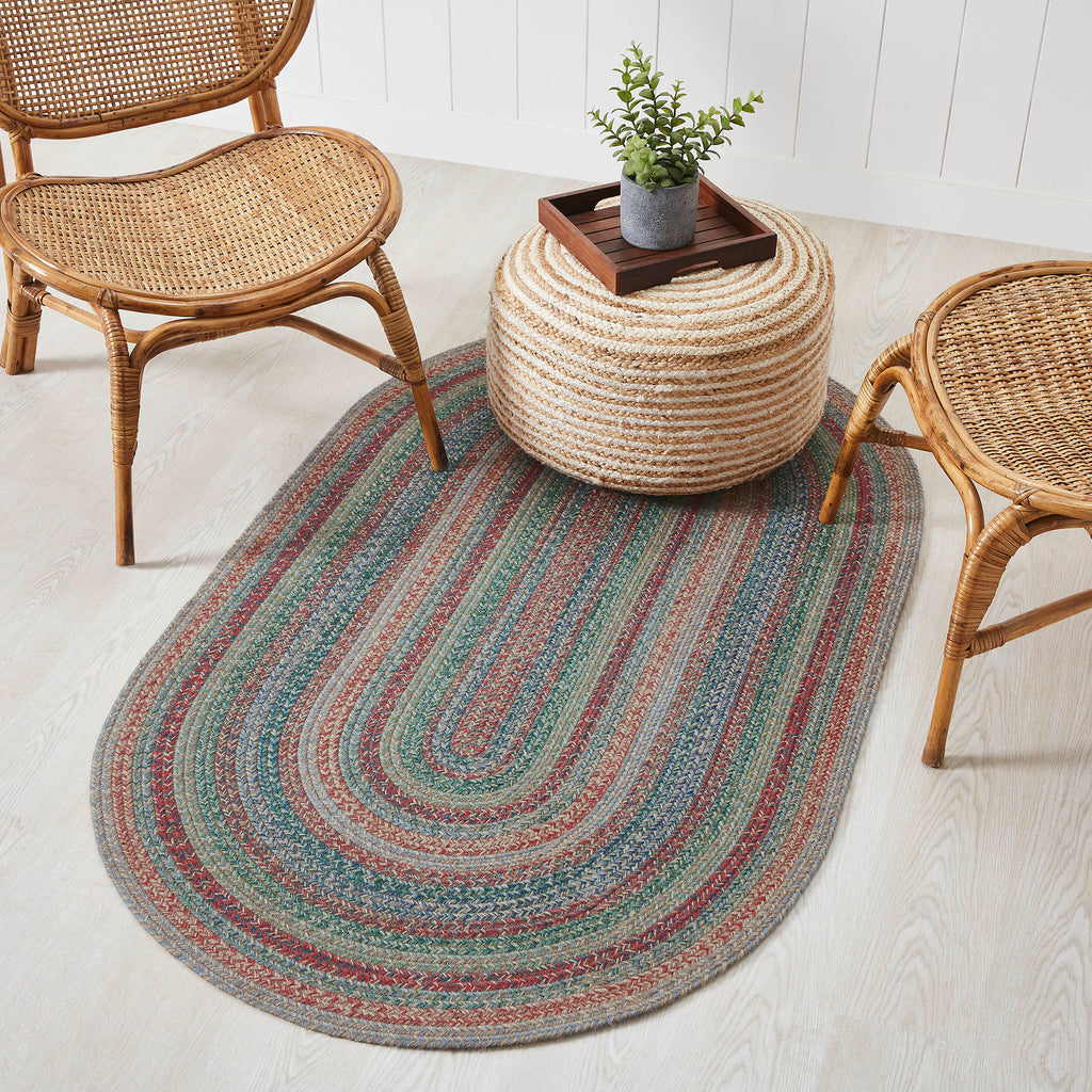 VHC Brands Natural Jute Rug Oval w/ Pad 36x60