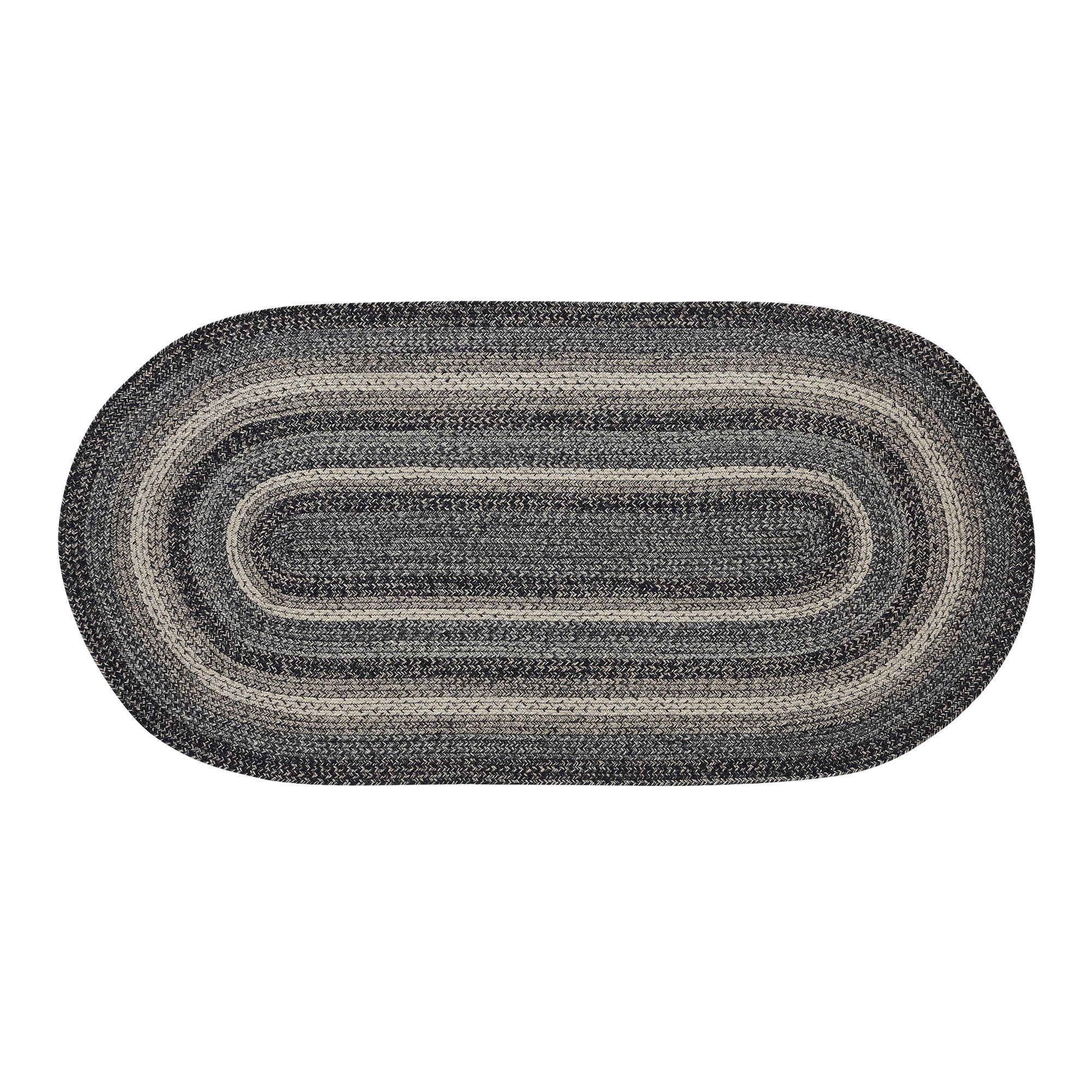 Sawyer Mill Black and Gray Braided Rug with Included Rug Pad