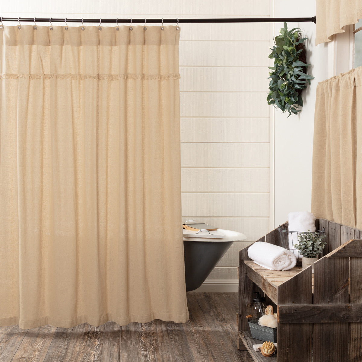 Burlap Vintage Shower Curtain 72x72