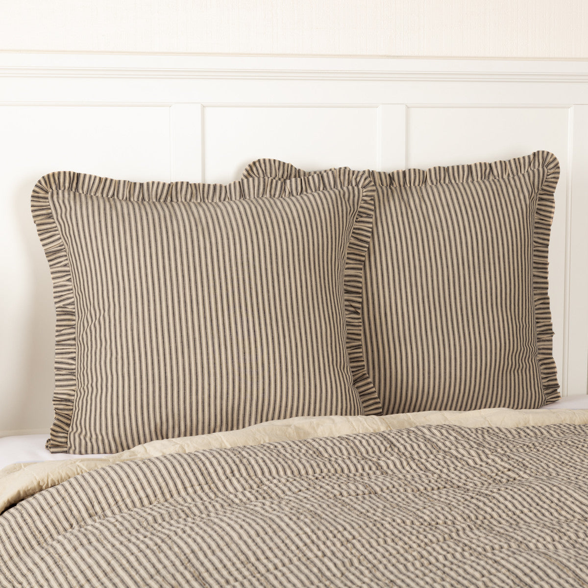 Sawyer Mill Charcoal Ticking Stripe Quilted Collection