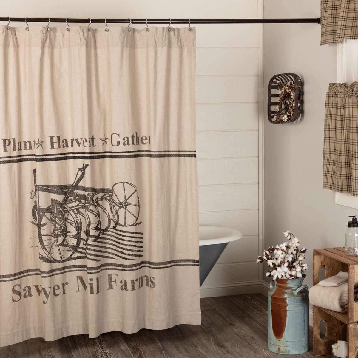 VHC Brands Sawyer Mill Plow Shower Curtain