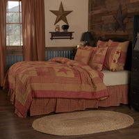 Ninepatch Star Quilted Collection - burgundy tan patchwork star design