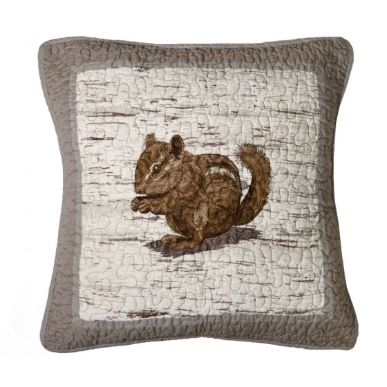 Donna Sharp Birch Forest Rustic Lodge Quilted Collection Chipmunk Pillow