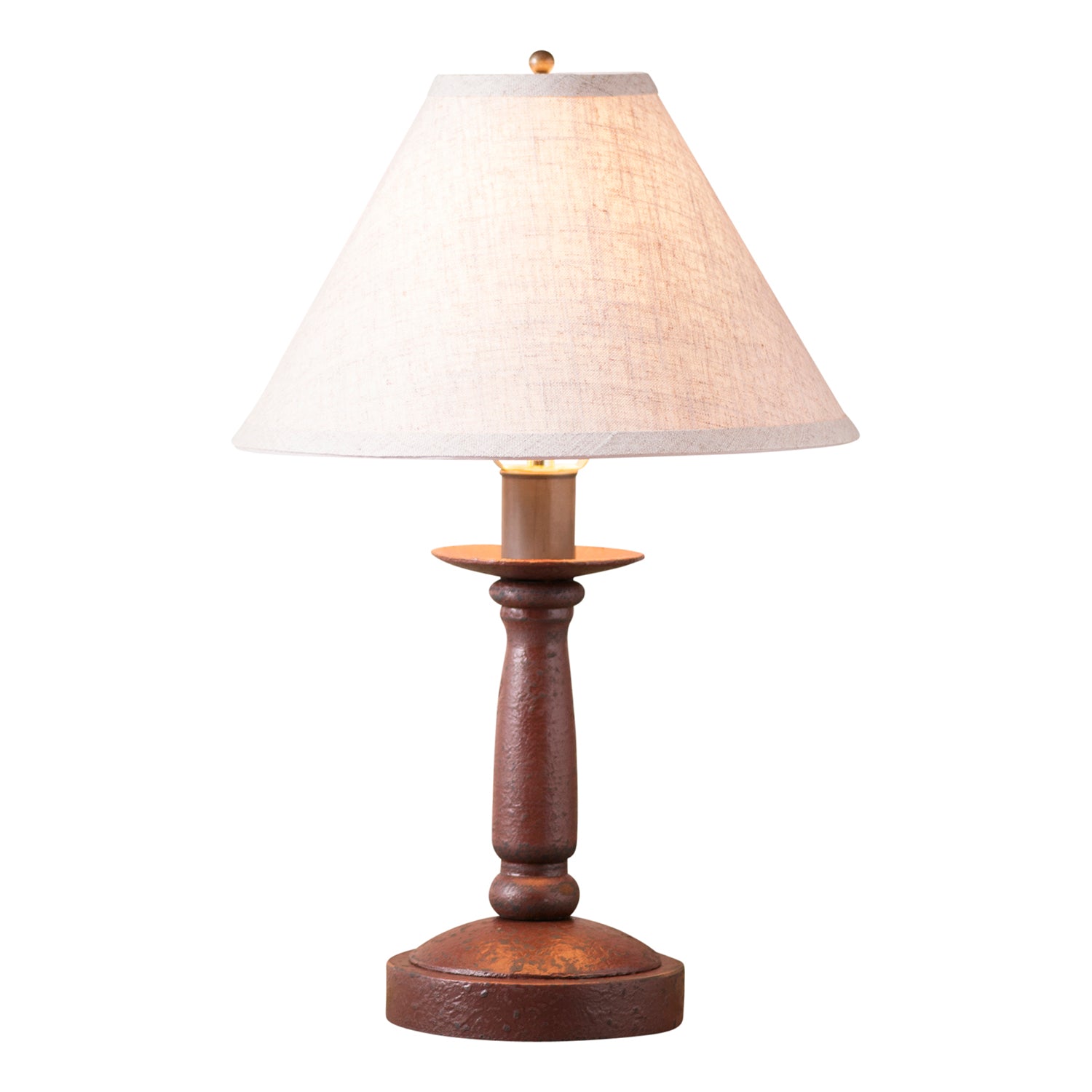 Butcher Lamp in Americana Red with Linen Ivory Shade