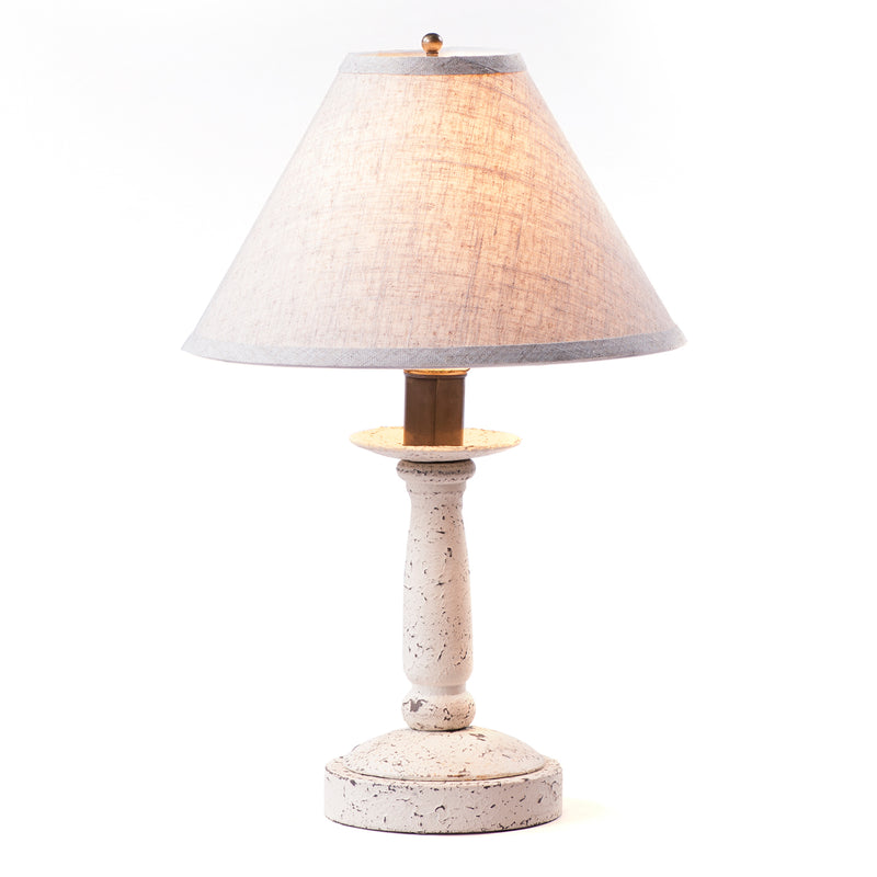 Butcher Lamp in Americana White with Linen Ivory Shade
