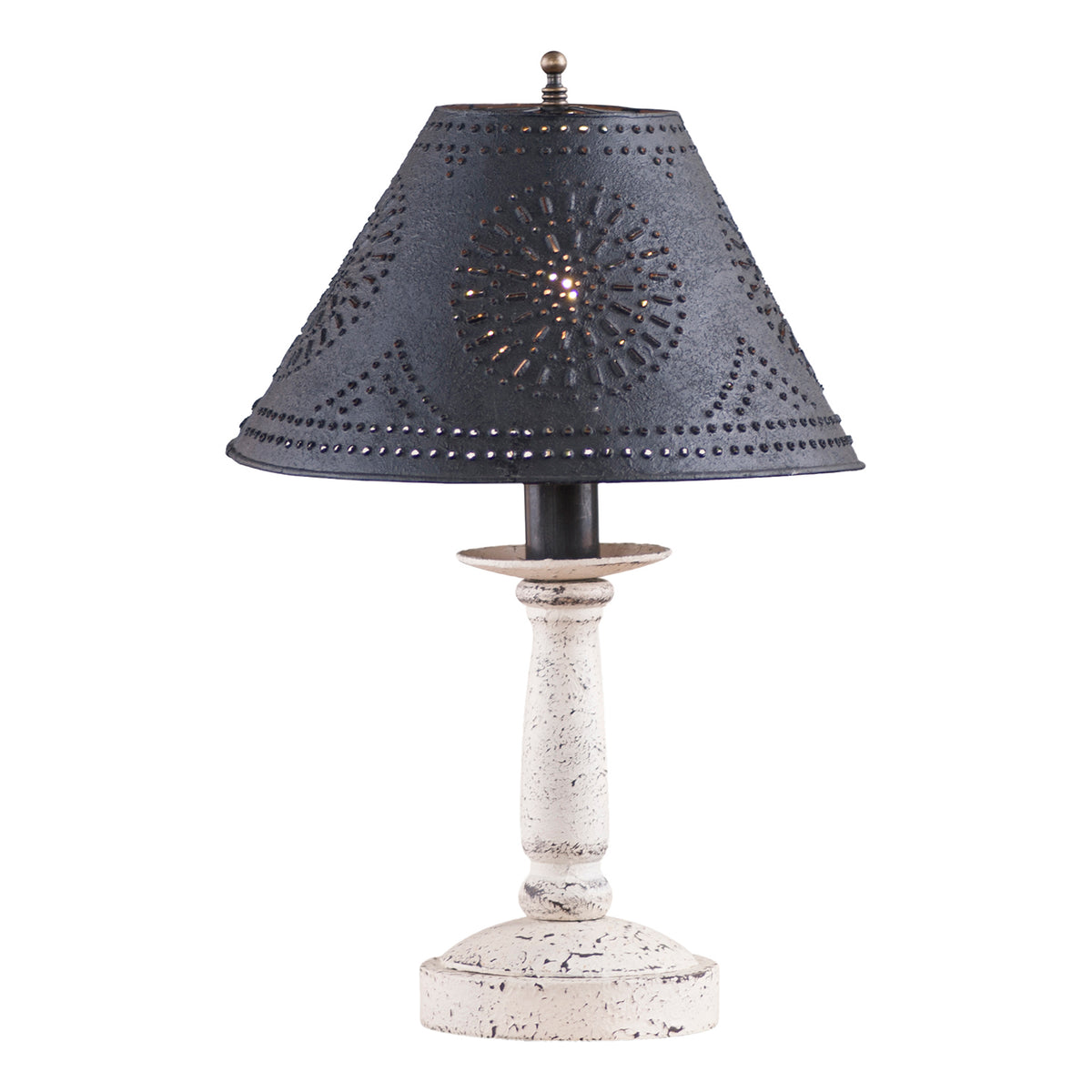 Butcher's Lamp in Americana White with Textured Black Tin Shade