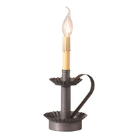 Plantation Candlestick Lamp Base in Blackened Tin