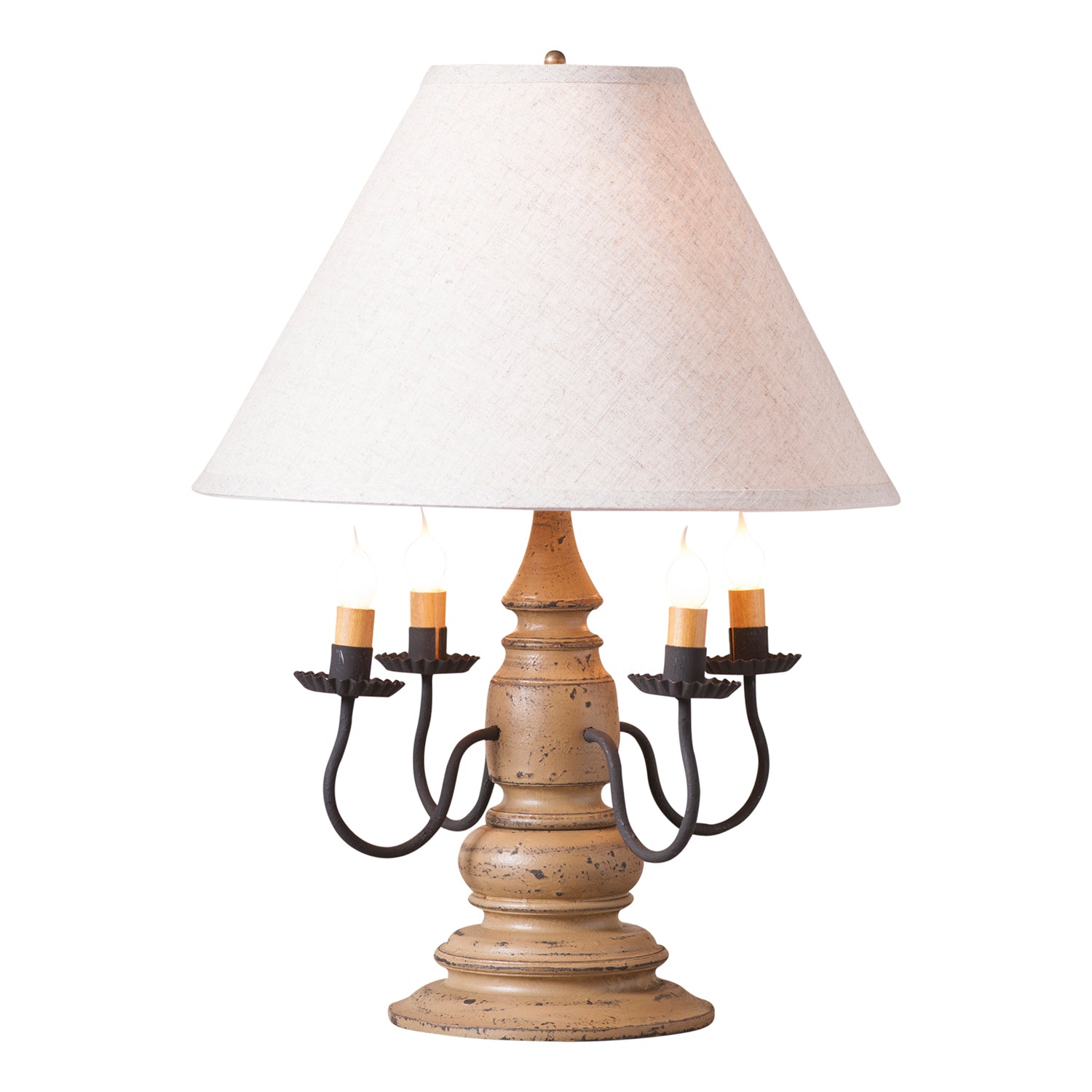 Harrison Lamp in Americana Pearwood with Linen Ivory Shade