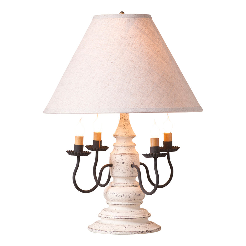 Harrison Lamp in Americana White with Linen Ivory Shade
