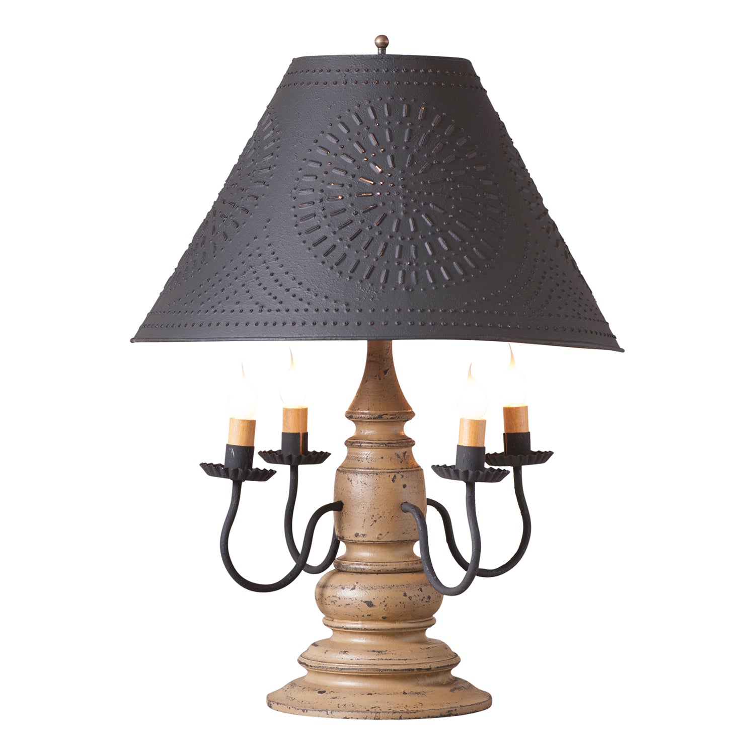 Harrison Lamp in Americana Pearwood with Textured Black Tin Shade