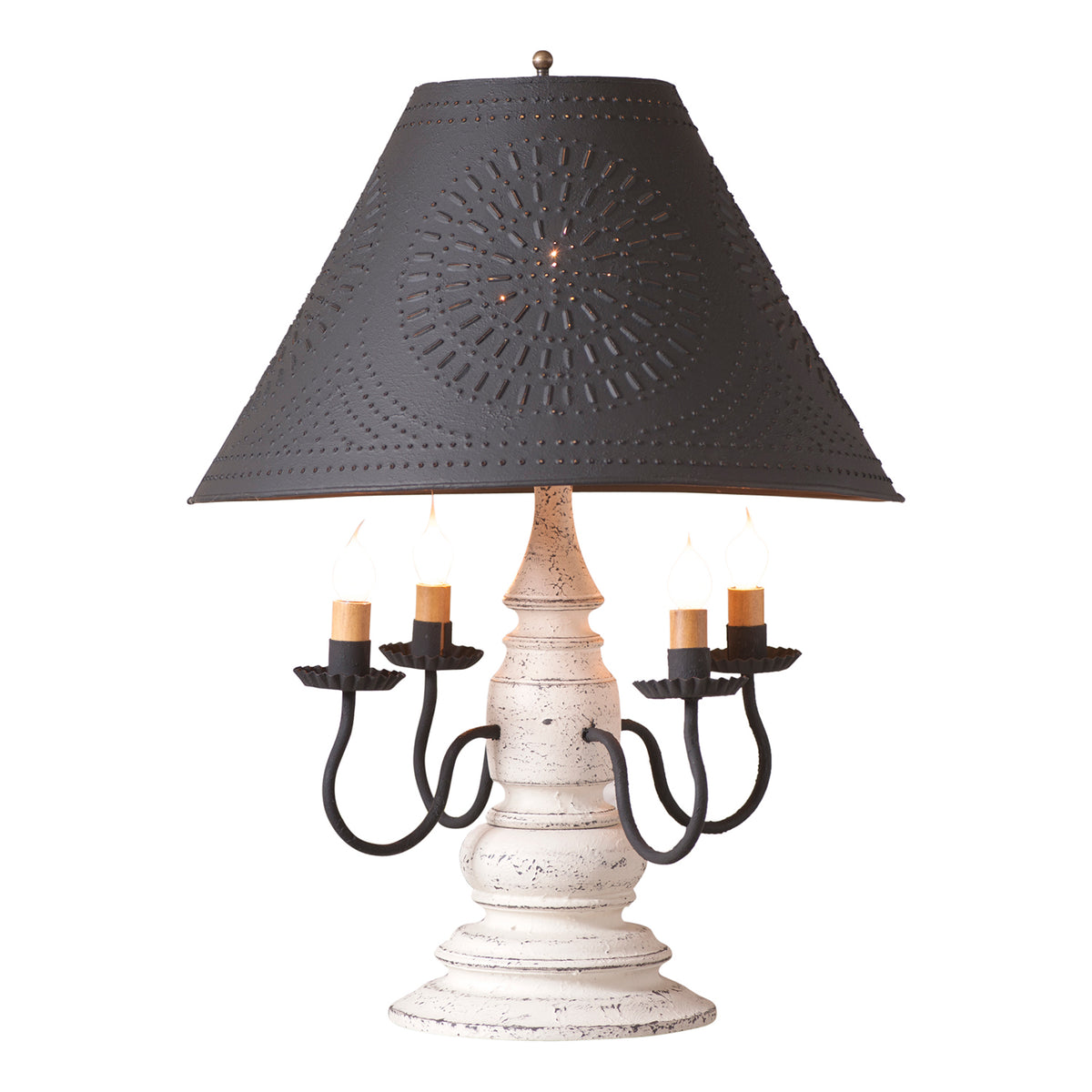 Harrison Lamp in Americana White with Textured Black Tin Shade