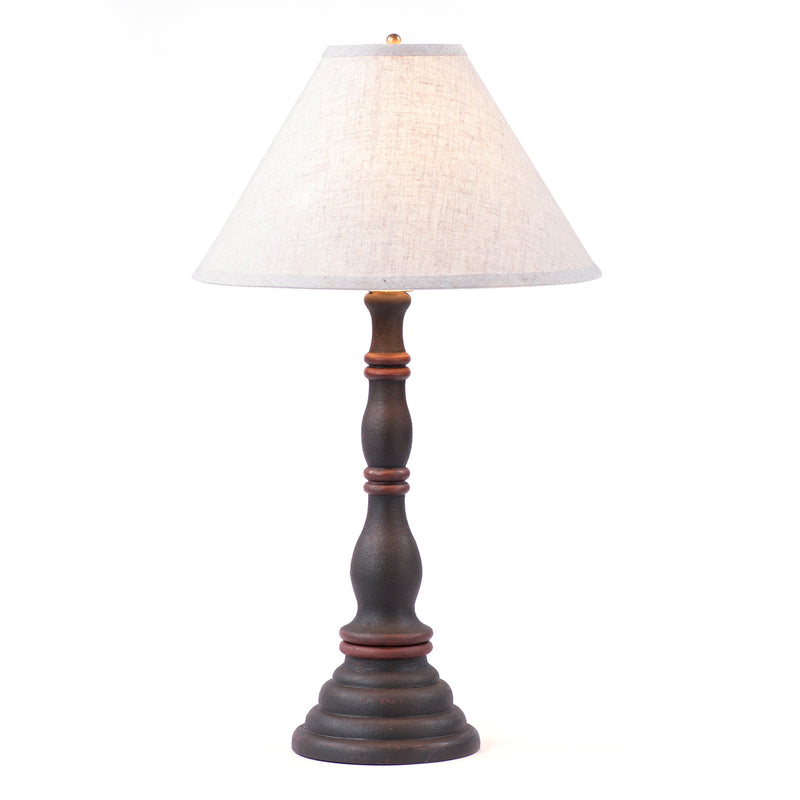 Davenport Lamp in Hartford Black and Red with Linen Ivory Shade