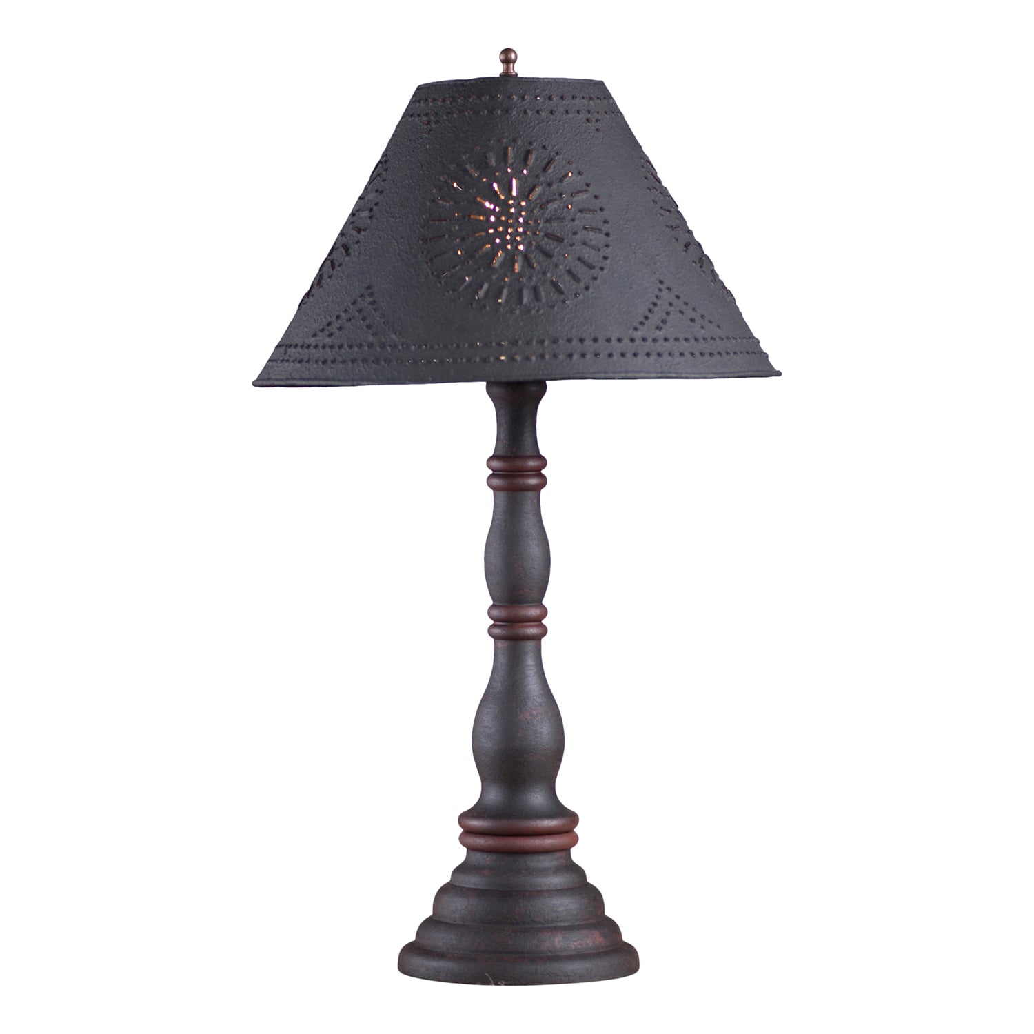 Davenport Lamp in Hartford Black with Red with Textured Black Tin Shade