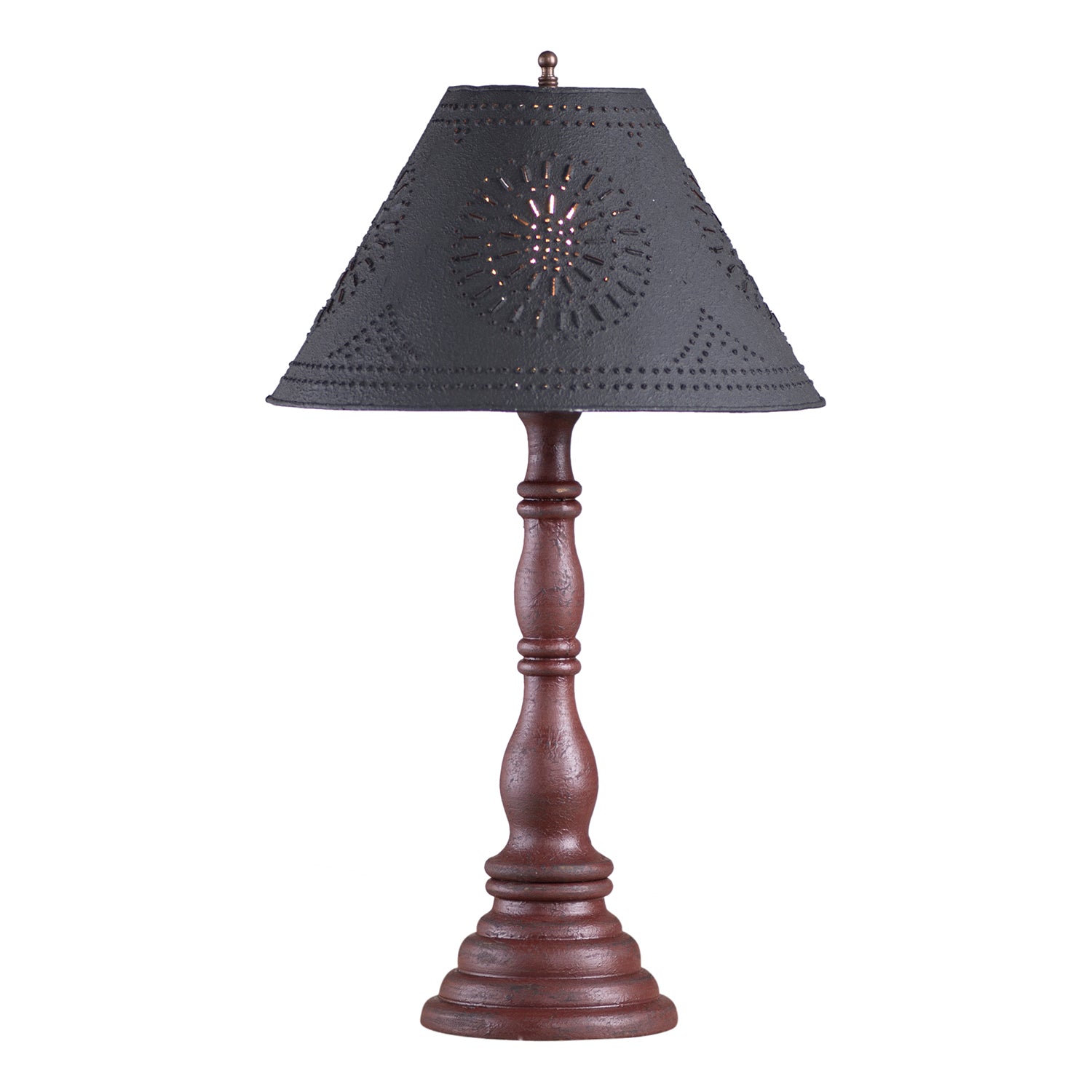 Davenport Lamp in Americana Red with Textured Black Tin Shade