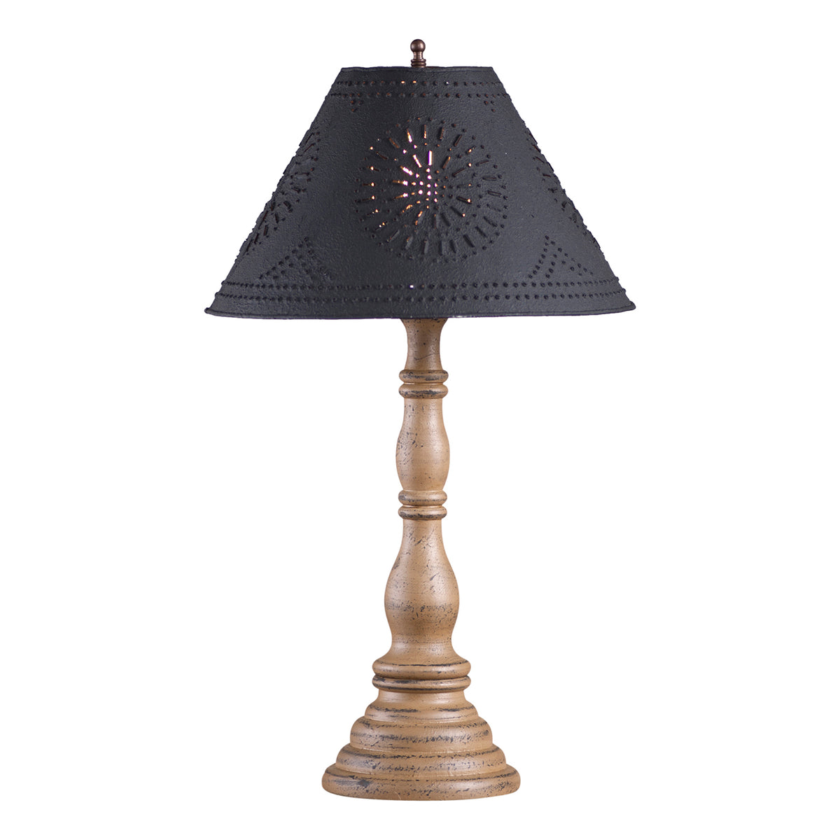 Davenport Lamp in Americana Pearwood with Textured Black Tin Shade