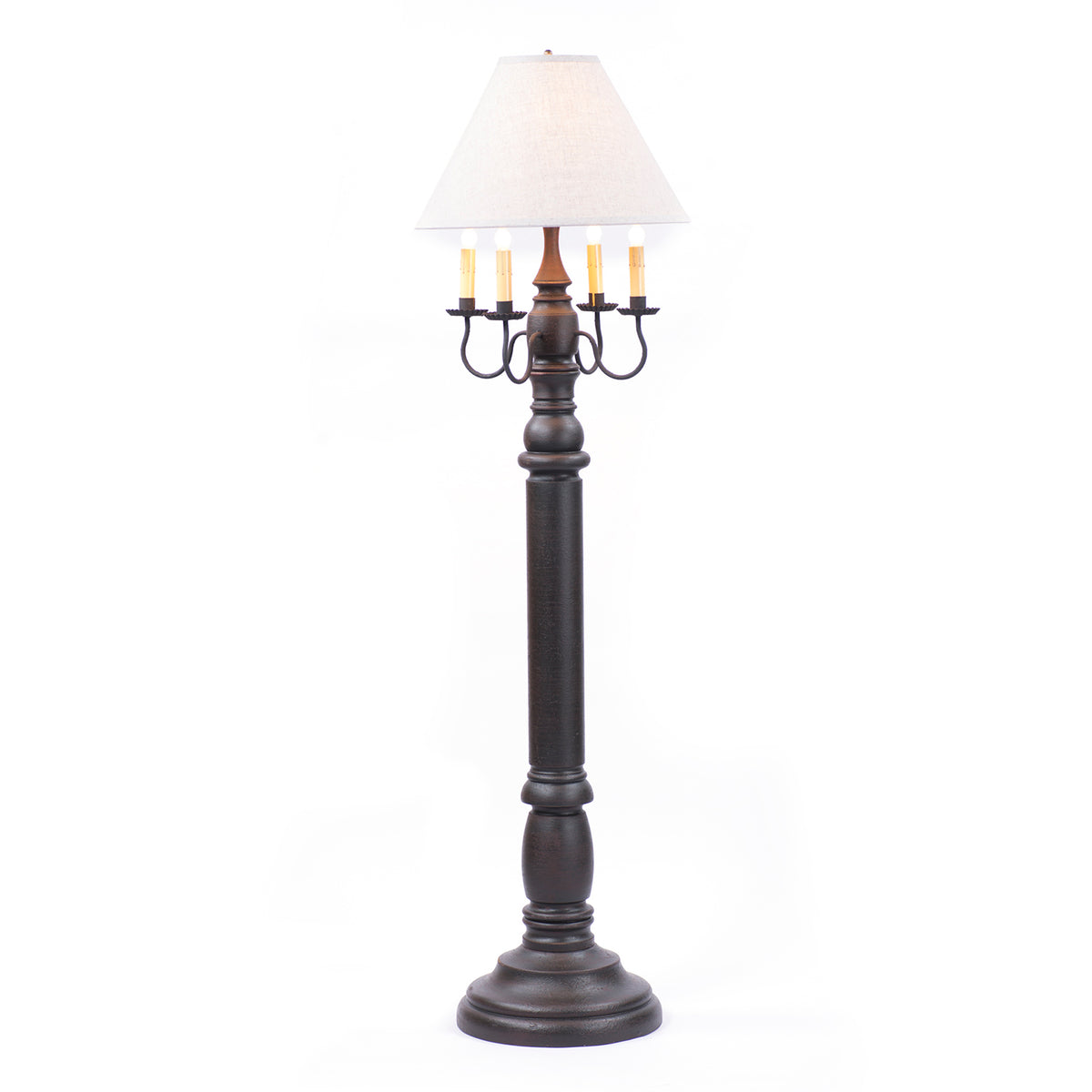 General James Floor Lamp in Black with Linen Ivory Shade