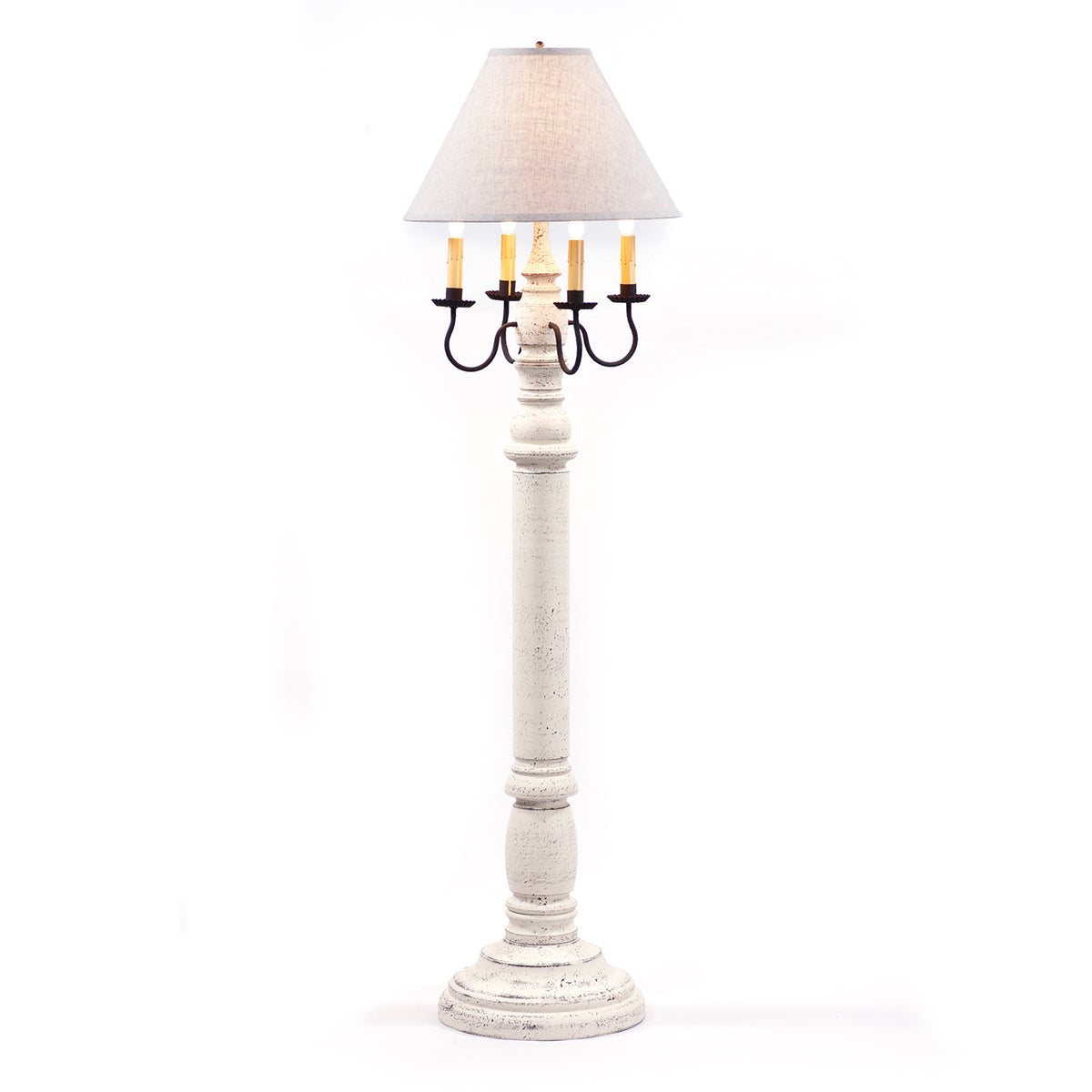 General James Floor Lamp in White with Linen Ivory Shade
