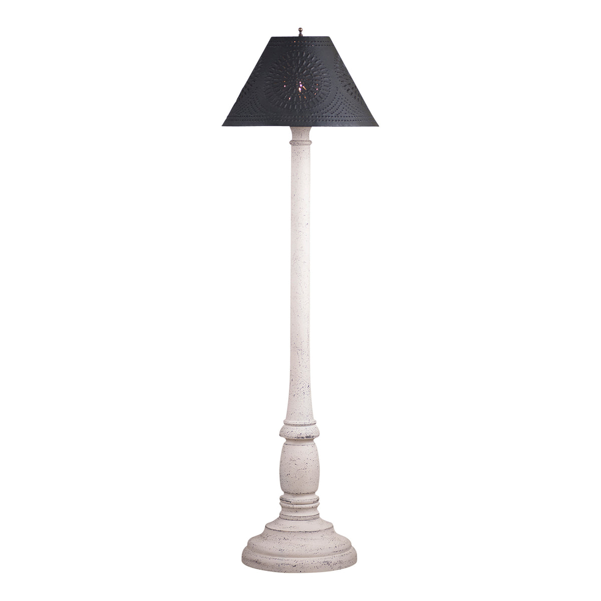 Brinton House Floor Lamp Americana White with Textured Black Tin Shade