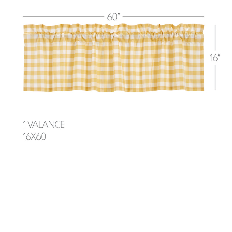 Annie Buffalo Yellow Check Valance 16x60