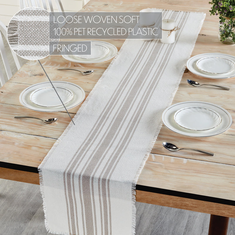 Antique White Stripe Dove Grey Indoor/Outdoor Runner 12x72