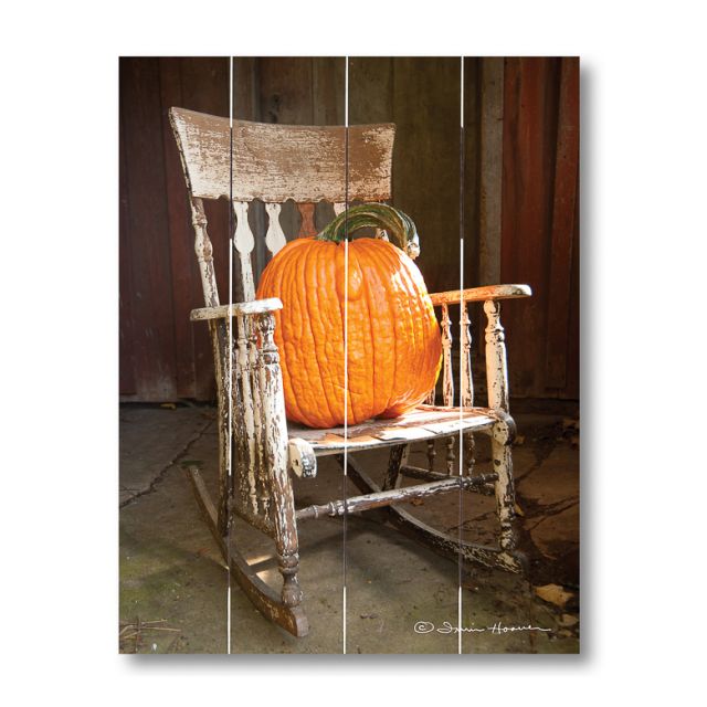 Farmhouse Pallet Wall Art ~ Pumpkin Rocking Chair