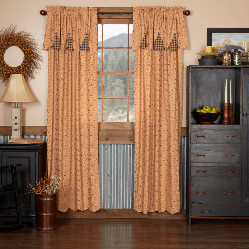 Maisie Panel with Attached Scalloped Layered Valance Set of 2 84x40