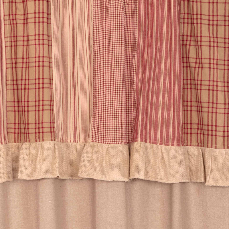 Sawyer Mill Red Chambray Solid Panel with Attached Patchwork Valance Set of 2 84x40