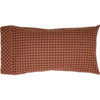 Burgundy Check King Pillow Case Set of 2 21x40