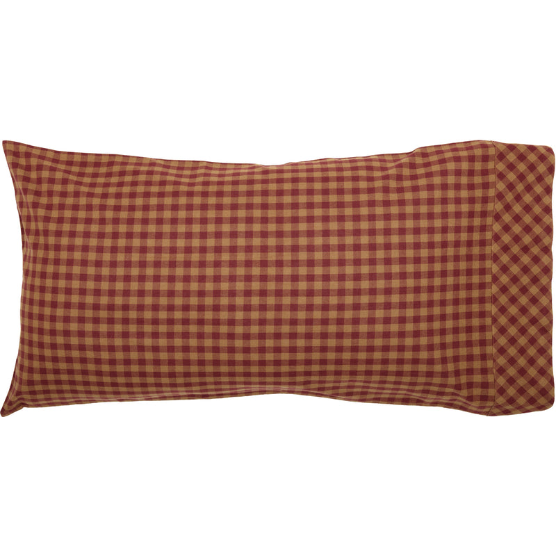 Burgundy Check King Pillow Case Set of 2 21x40