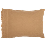 Burlap Natural Standard Pillow Case w/ Fringed Ruffle Set of 2 21x30