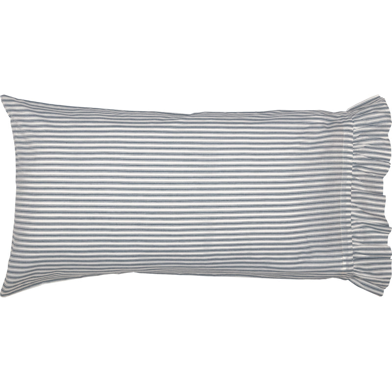 Sawyer Mill Blue Ticking Stripe King Pillow Case Set of 2 21x40