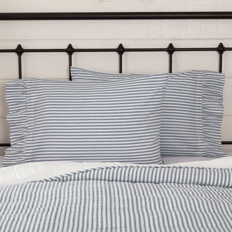 Sawyer Mill Blue Ticking Stripe Standard Pillow Case Set of 2 21x30