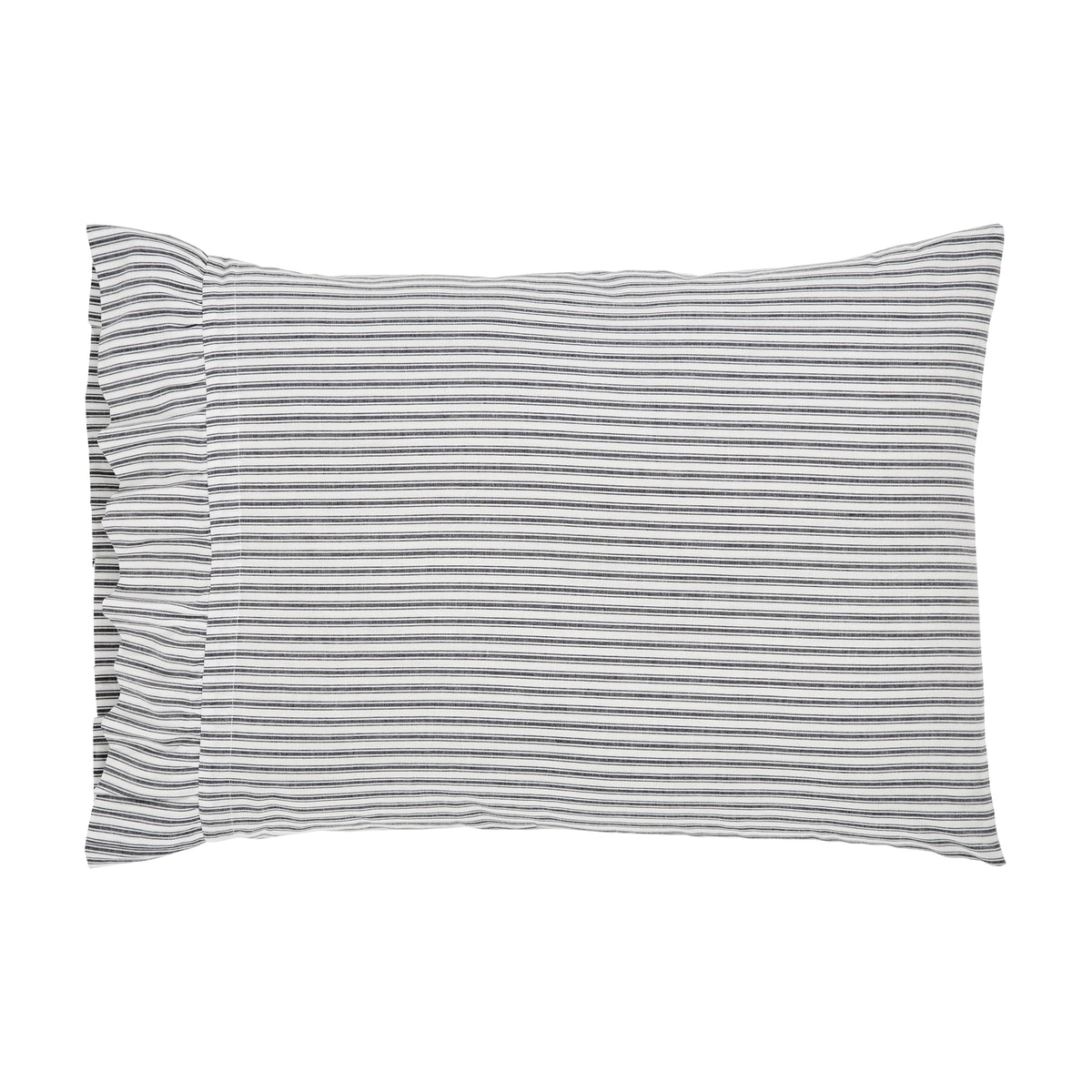 Sawyer Mill Black Ruffled Ticking Stripe Standard Pillow Case Set of 2 21x26+4