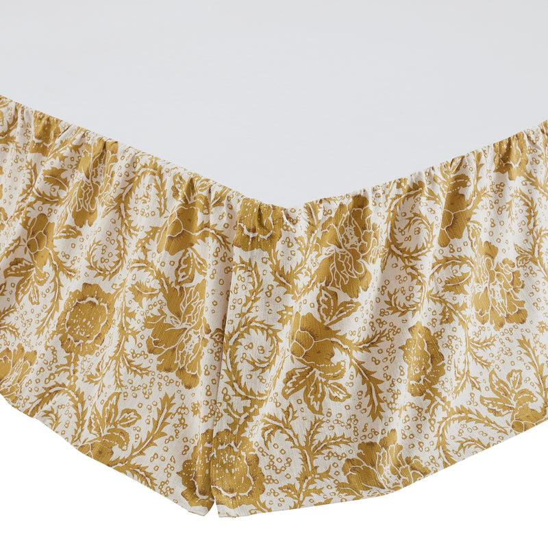 Dorset Gold Floral Twin Bed Skirt 39x76x16