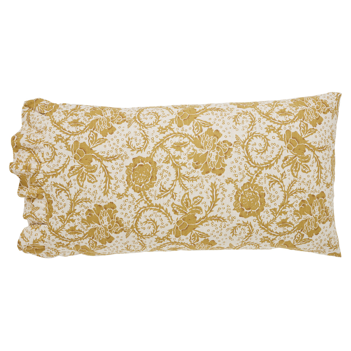 Dorset Gold Floral Ruffled King Pillow Case Set of 2 21x36+4